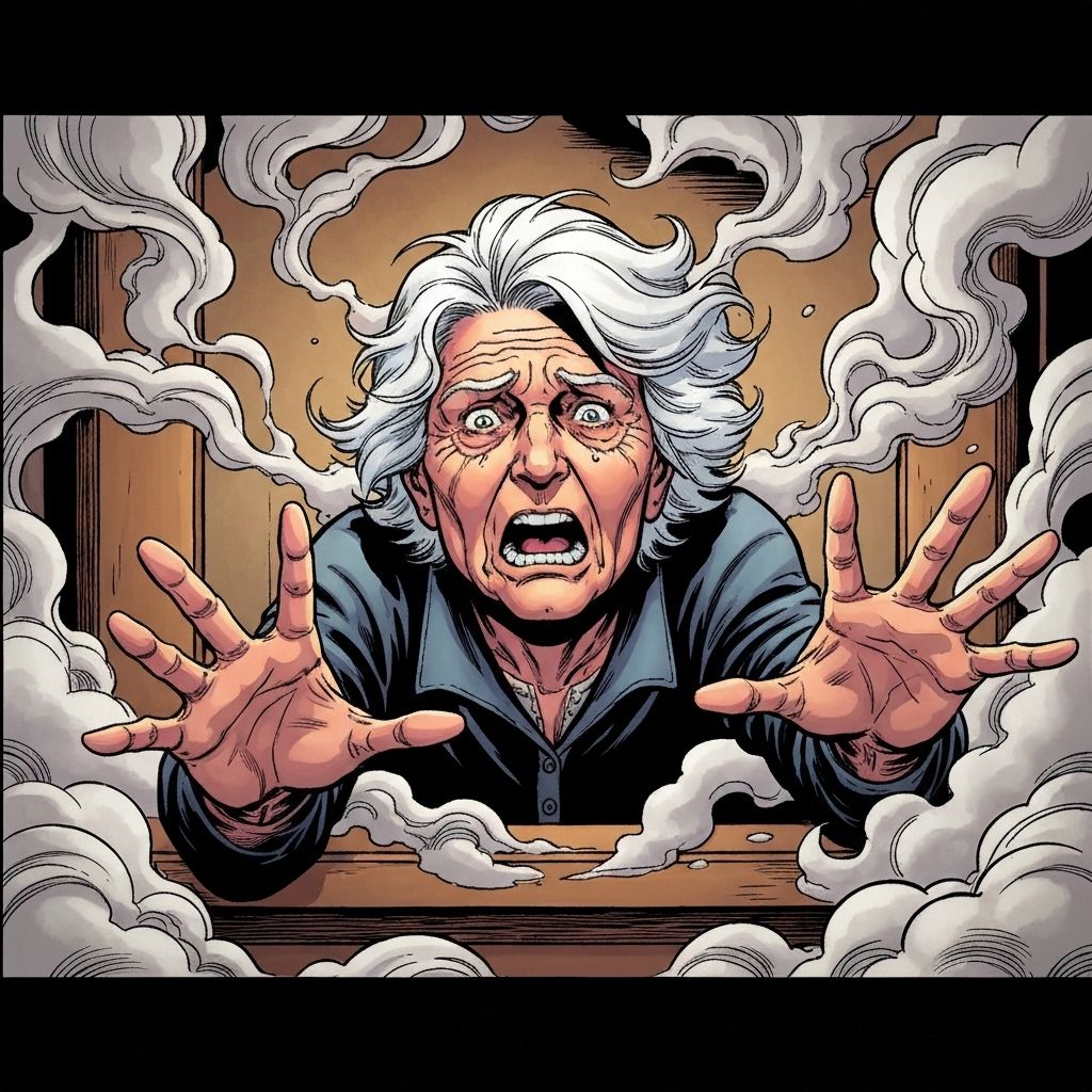 Abuelita atrapada en el humo
