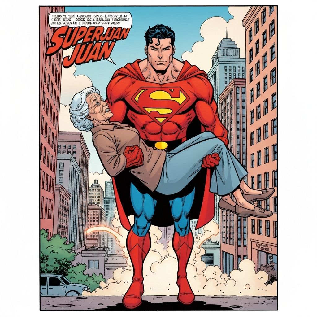 SuperJuan rescatando a la abuelita