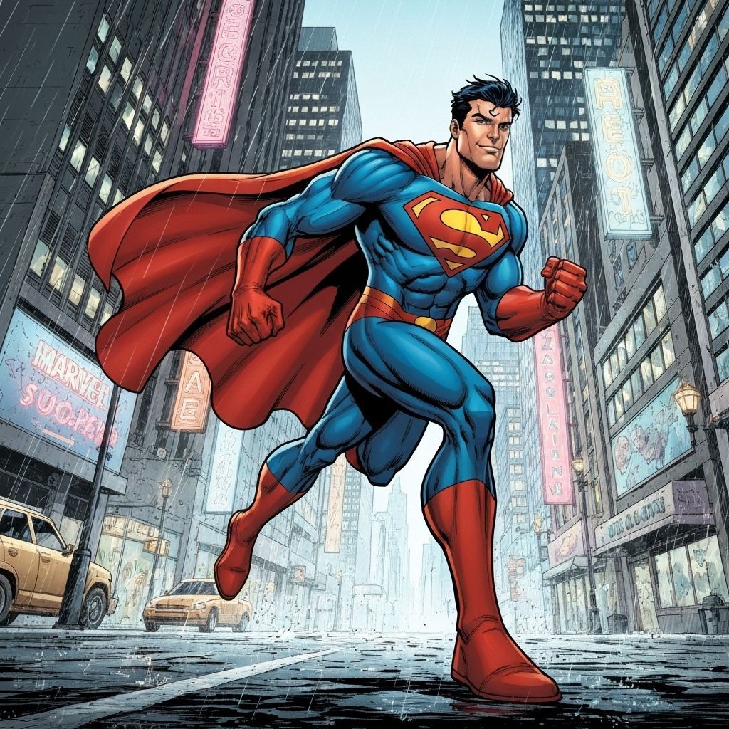 SuperJuan corriendo por la ciudad